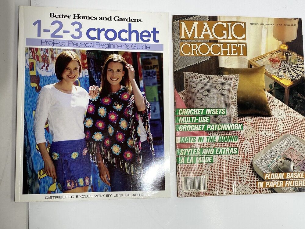 Vntg Crochet Pattern Books Better H&G 1-2-3 Crochet and Magic Crochet Patchwork